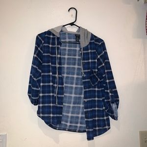 Blue checkered flannel